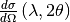 \frac{d\sigma}{d\Omega} \left( \lambda, 2\theta \right)