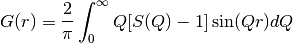 G(r)=\frac{2}{\pi}\int_0^\infty Q[S(Q)-1]\sin(Qr) dQ