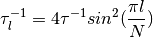 \tau_l^{-1} = 4 \tau^{-1} sin^2(\frac{\pi l}{N})