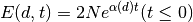 E(d, t) = 2Ne^{\alpha(d) t}   (t \leq 0)