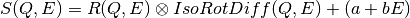 S(Q,E) = R(Q,E) \otimes IsoRotDiff(Q,E) + (a+bE)