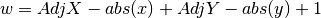 w = AdjX - abs(x) + AdjY - abs(y) + 1