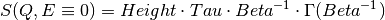 S(Q,E\equiv 0)=Height \cdot Tau \cdot Beta^{-1} \cdot \Gamma(Beta^{-1})