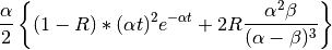 \frac{\alpha}{2} \left\{ (1-R)*(\alpha t)^2e^{-\alpha t} + 2R\frac{\alpha^2\beta}{(\alpha-\beta)^3} \right\}