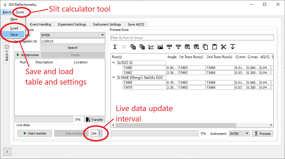 New features on the ISIS Reflectometry interface