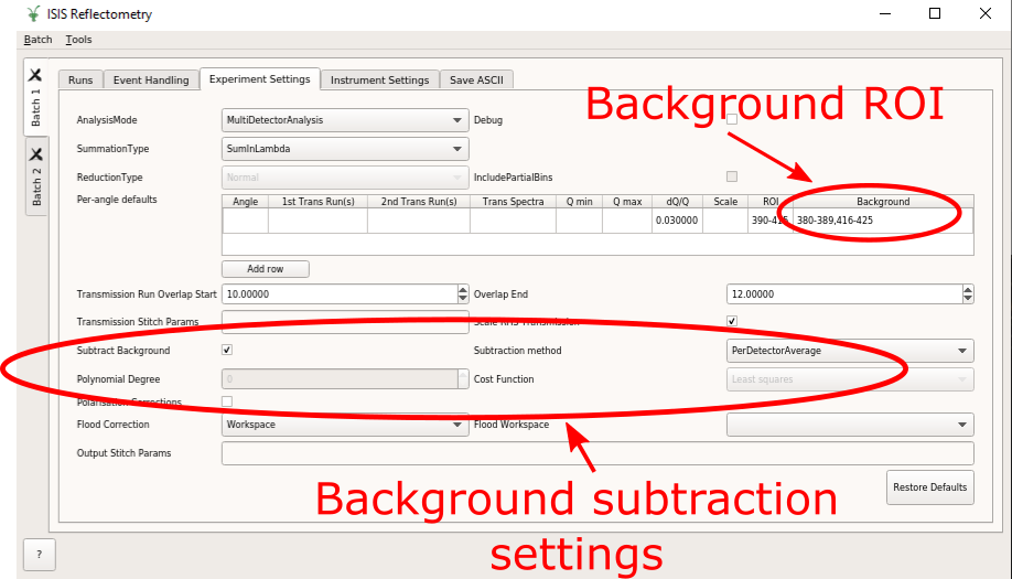 Background subtraction on the ISIS Reflectometry Interface