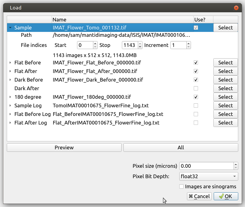 Load dialog after selecting data