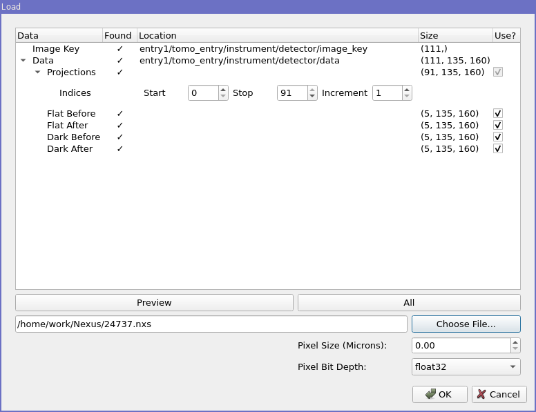 NeXus Load Dialog