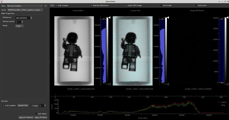 Operations Window displaying remove outliers operation