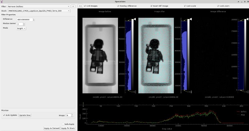 Operations Window displaying remove outliers operation
