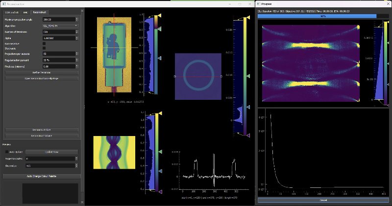 Reconstruction Preview with Residuals and Convergence using Primal Dual Hybrid Gradient with Total Variance (PDHG-TV)