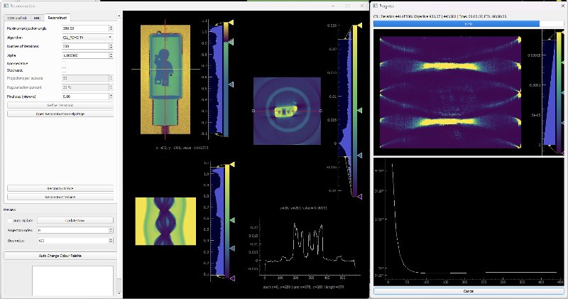 Reconstruction Preview with Residuals and Convergence using Primal Dual Hybrid Gradient with Total Variance (PDHG-TV)